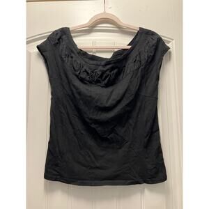 Luna Luz Women’s Sleeveless Ruffle Lightweight Casual Pullover Top Size M Black‎